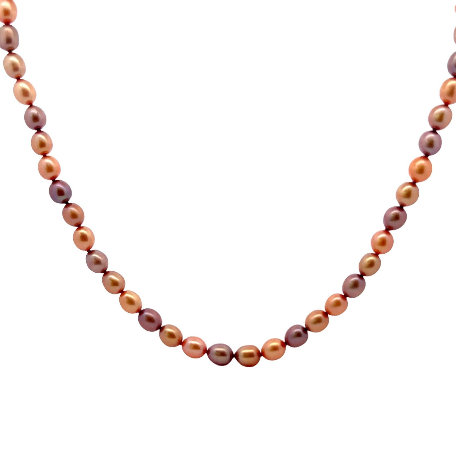 HONORA 7-8mm Oval Dyed Pink Purple Peach Cultured Freshwater Pearl Necklace 18″