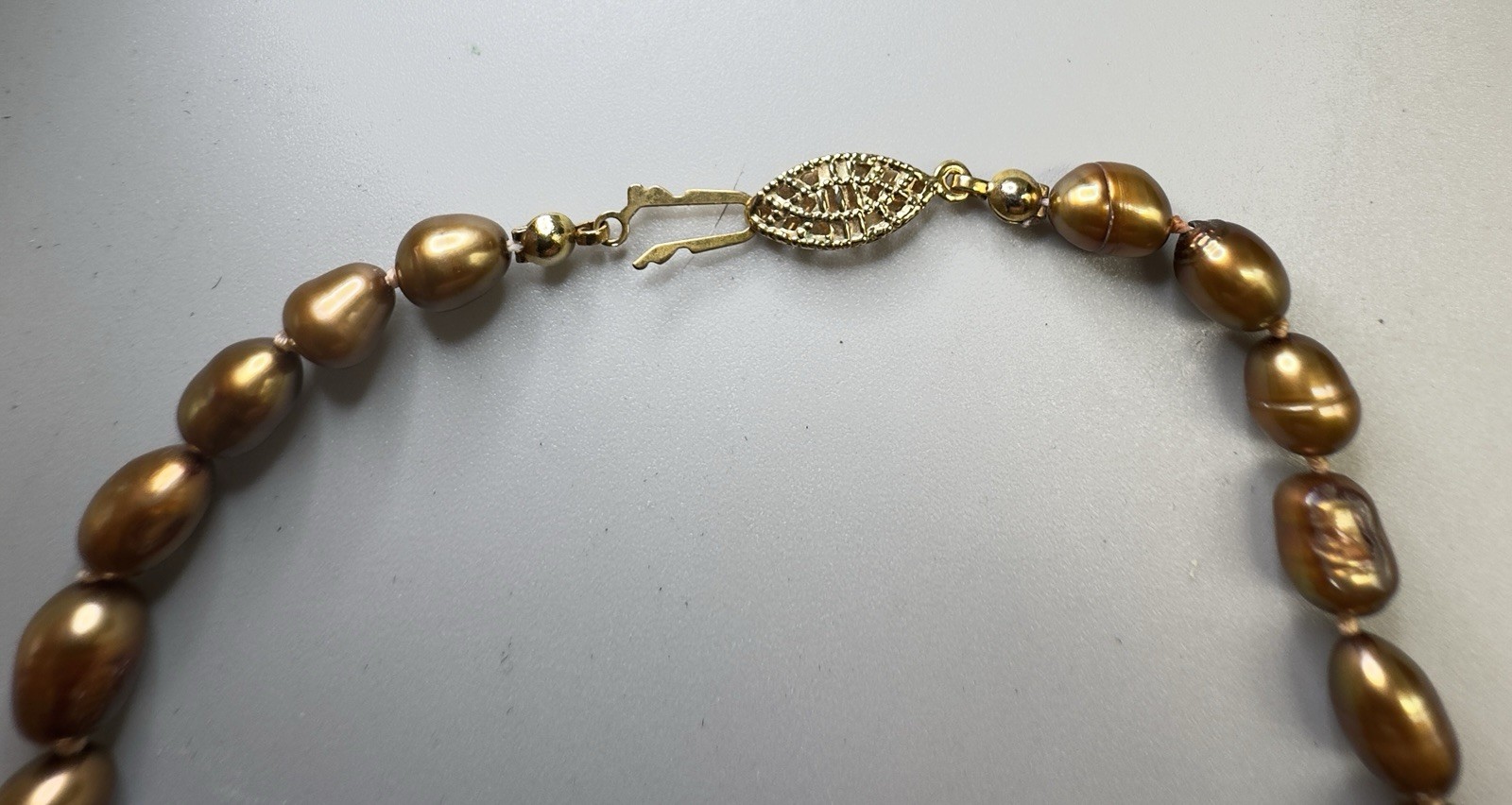 Golden Baroque Freshwater Pearl Necklace 18” Long 6-7mm