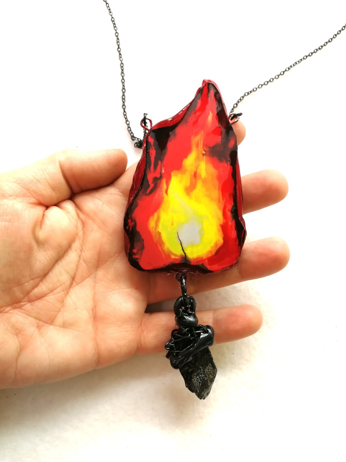 Jewelry Necklace Protective Talisman Pendant Magic Amulet Charm Fire Element Bib