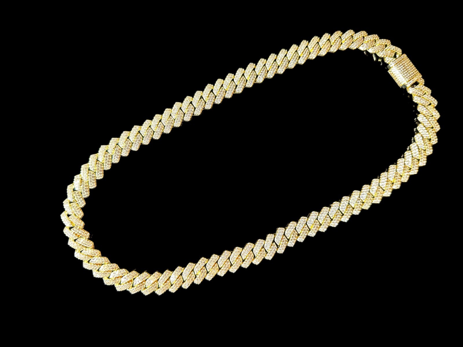 14k STAMPED 14mm Cuban Prong Chain Necklace 64ct Lab Sim VVS1 Diamond 200g+ GOLD