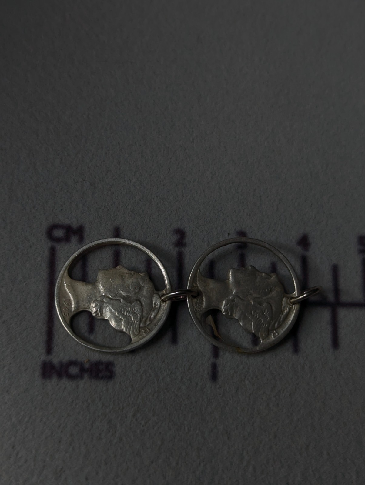 Sterling Silver 925 Vintage Mercury Dime Cutout Double Circle Coin Pendant 3.38g
