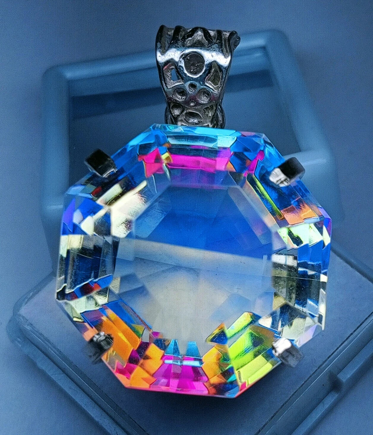 Natural Mystic Topaz Fancy Cut 78-80 Ct Loose Gemstone Pendant EGL Certified