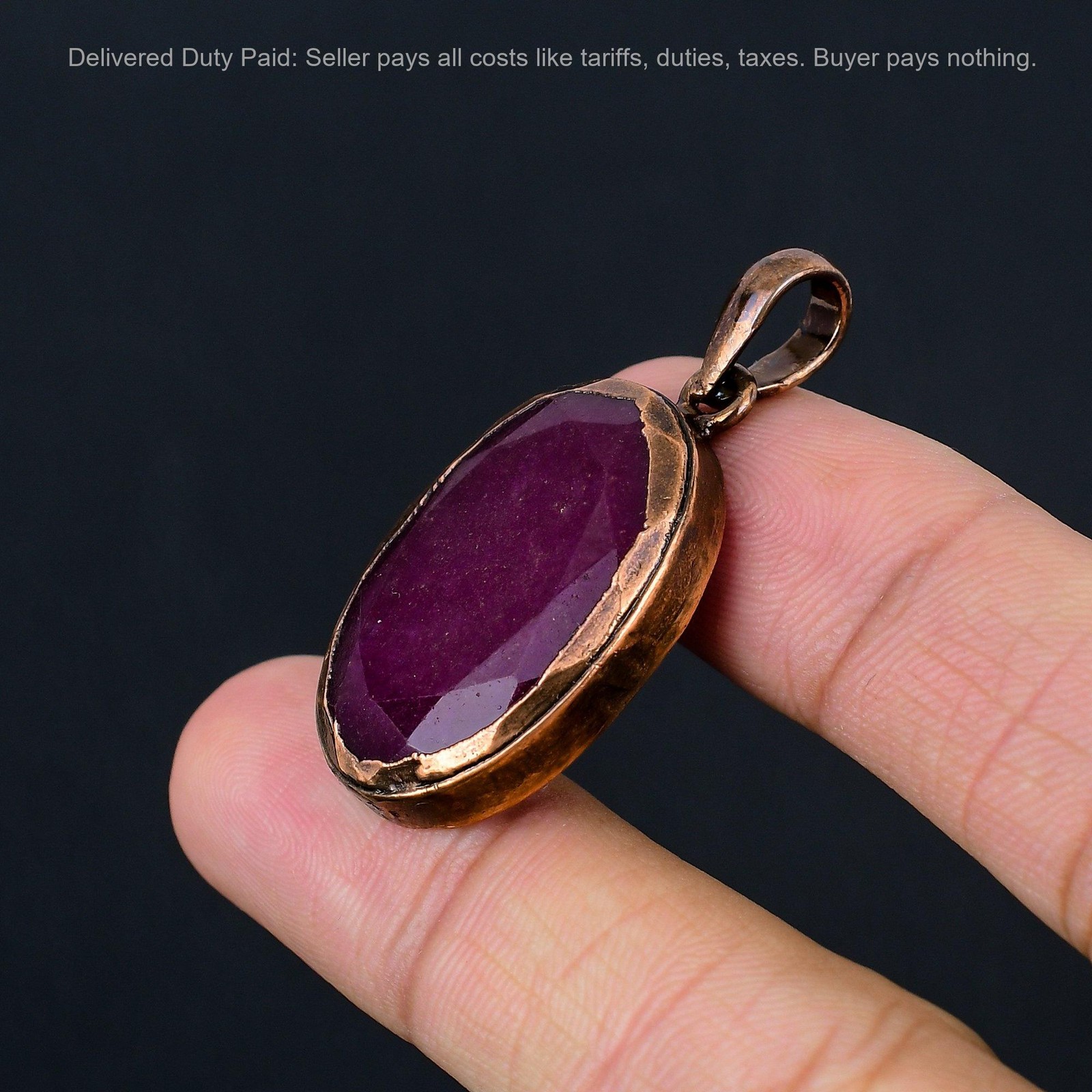 Copper Natural Kashmir Rubi New Electroformed Sister Handcrafted Pendant Jewelry