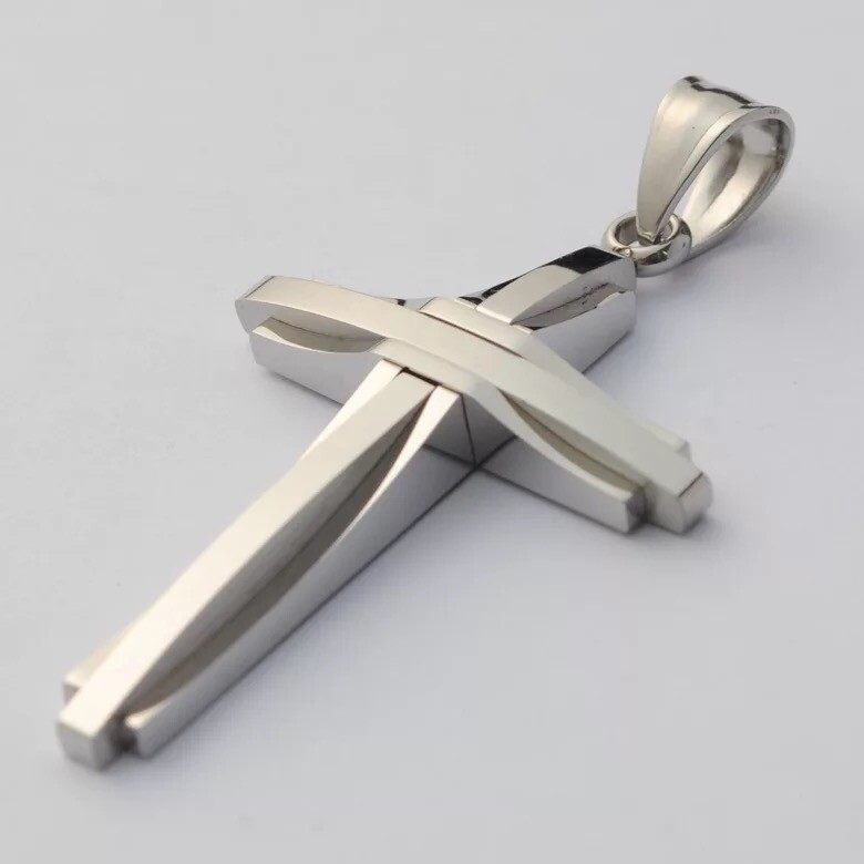 NEW Stainless Steel Silver Jesus Cross Crucifix Pendant Necklace Mens & Womens