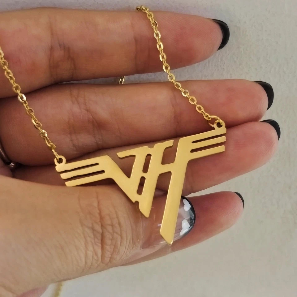 VH Charm Eddie Gold Plated Stainless Steel Pendant Van Halen Necklace Rock Gift