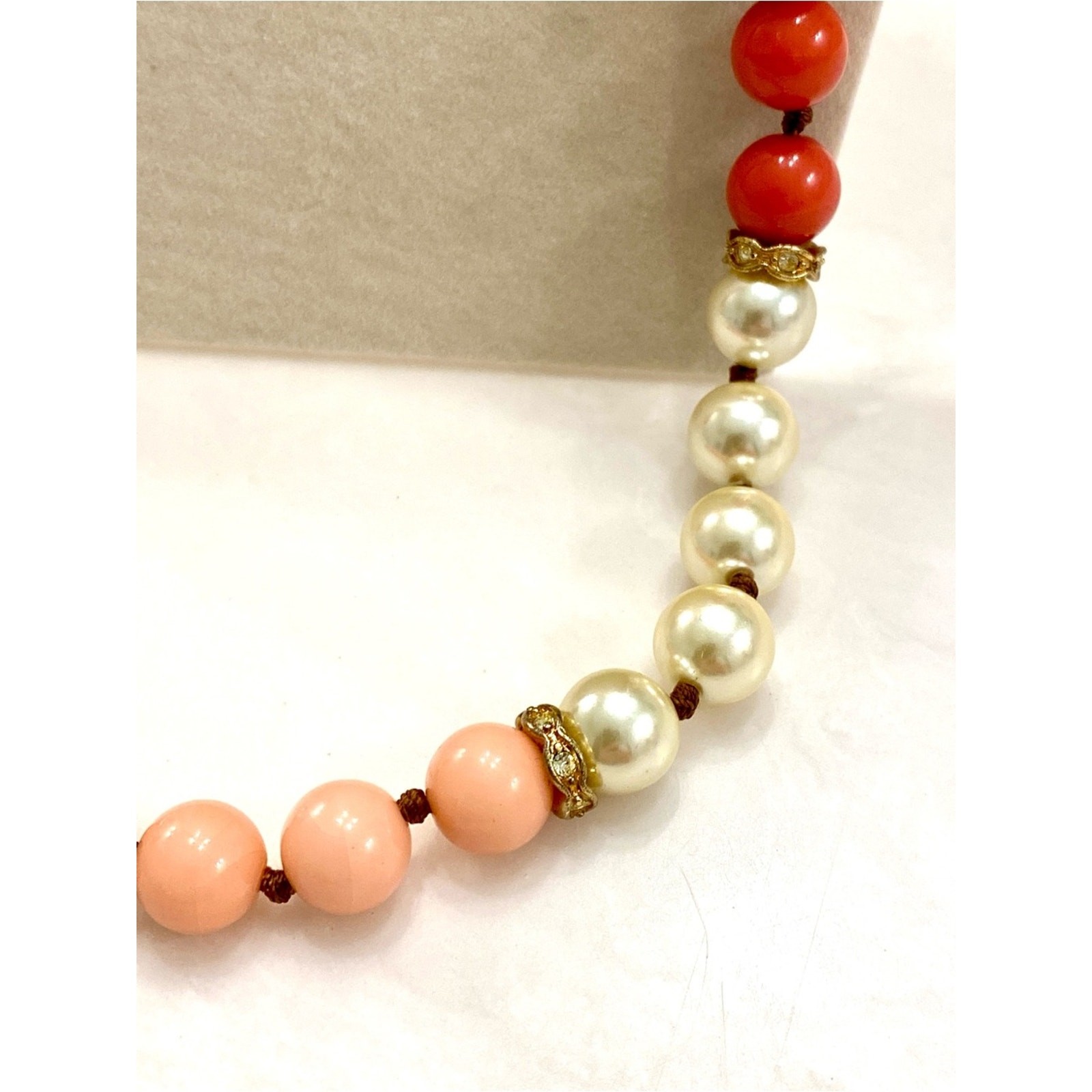 J. Crew Gold, Coral and Pink Beaded Necklace