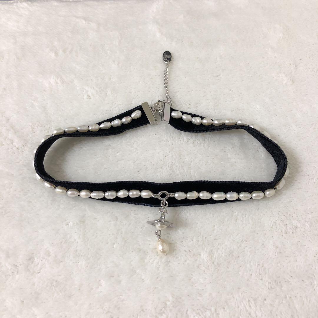 Vivienne Westwood Necklace ALEKSA Orb Logo Pearl Choker IN BOX [EJ366