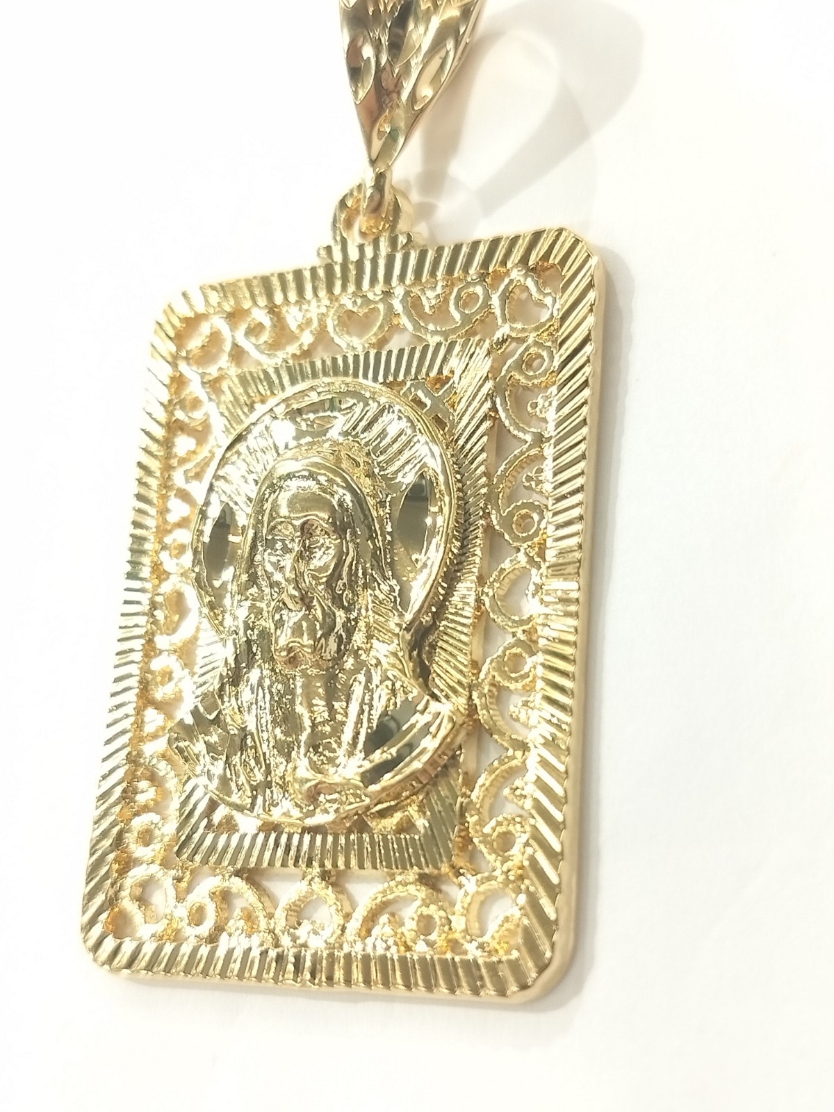 14k18k Gold-filled Jesus Face Round Square Charm Pendant 1.5″ H x 1″ W