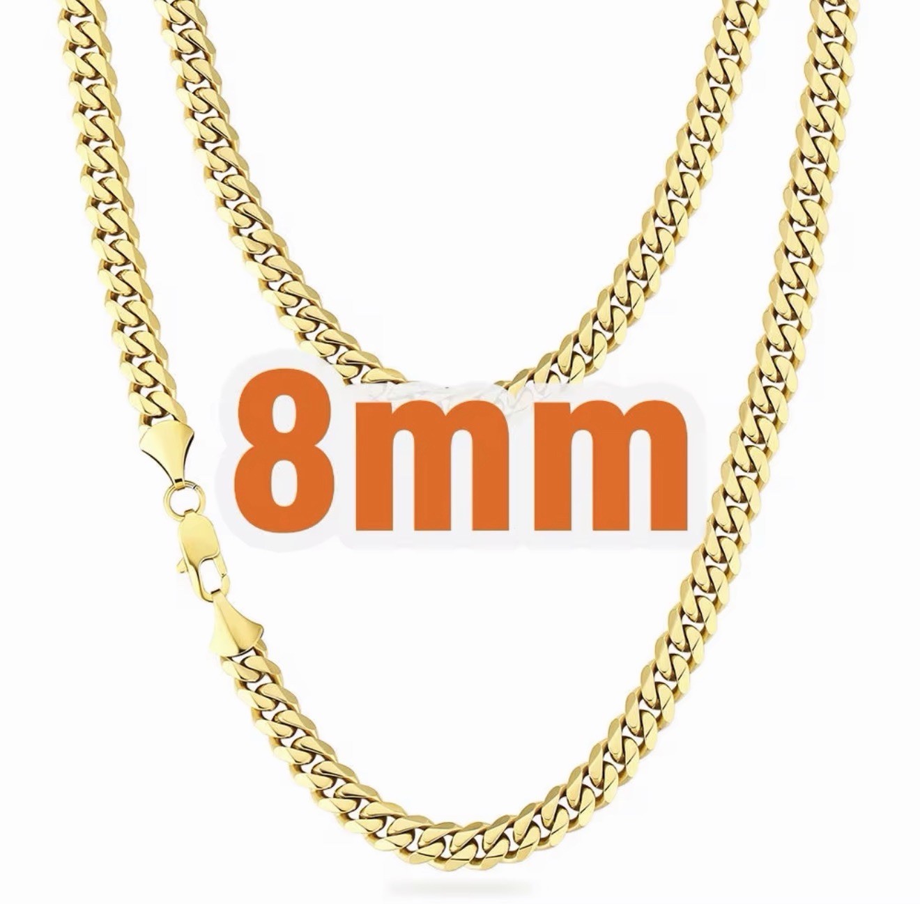 Men’s 14K Gold Filled Miami Cuban Link Chain, 8mm, 18”