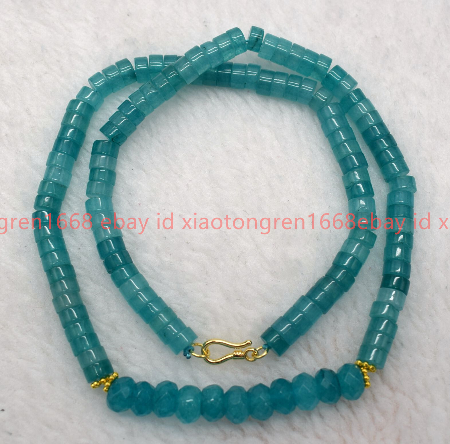 Natural 3x6mm Cylinder Blue Amazonite & 5x8mm Rondelle Beads Necklace 16-24in
