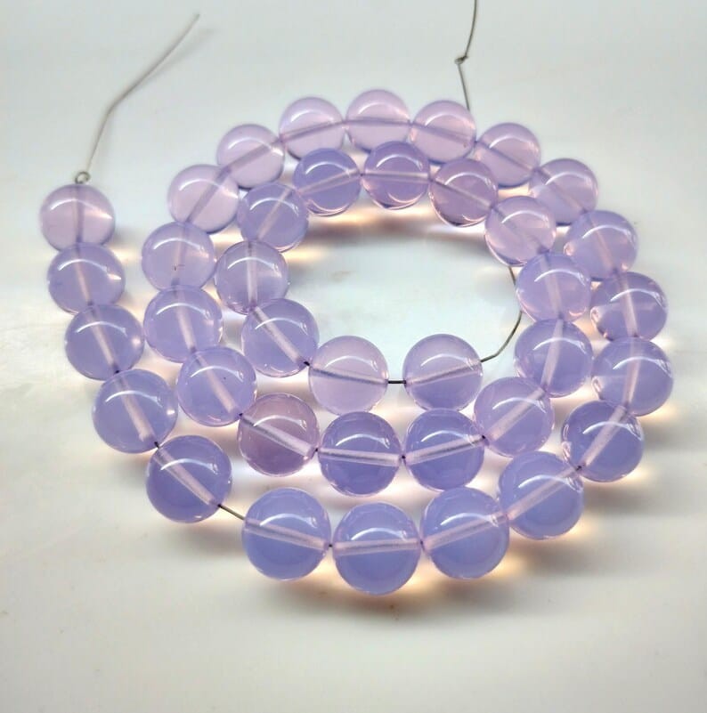 Lavender Moon quartz smooth balls gemstone jewellery beads Lavender necklace