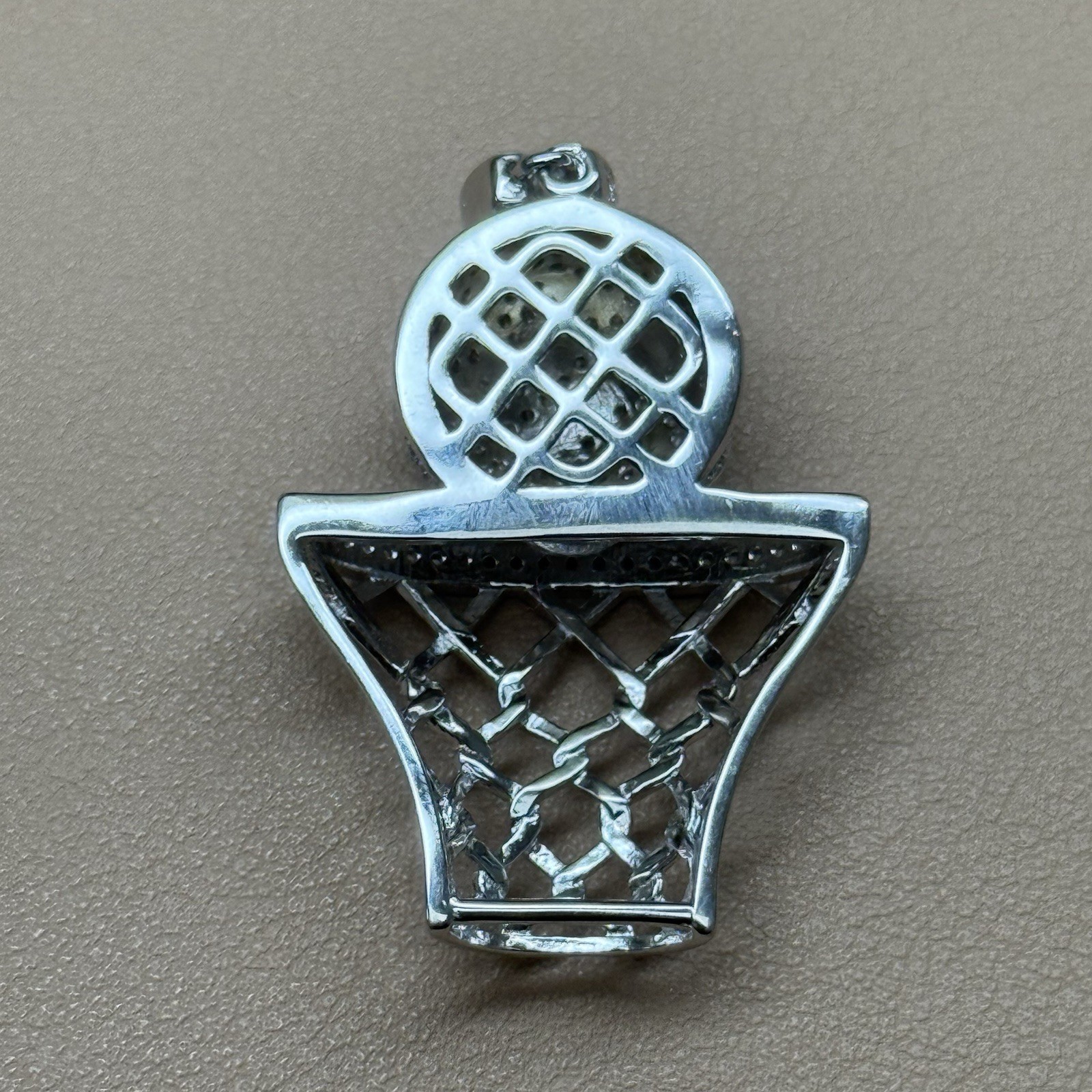 925 Sterling silver CZ Hoop Basketball Pendant 4.4mm Bail