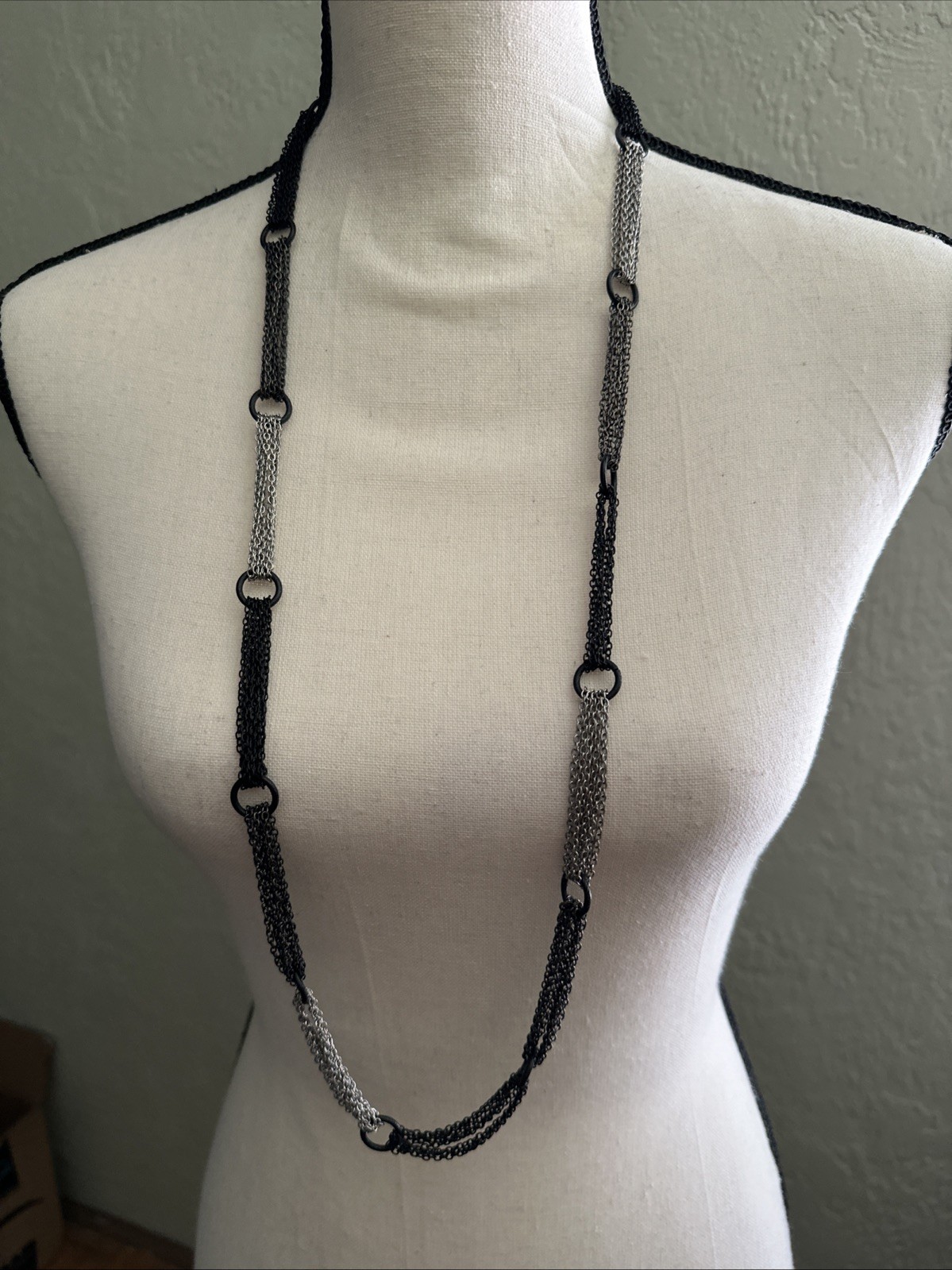 Black and Grey Chain Necklace for Women 181/2” Long