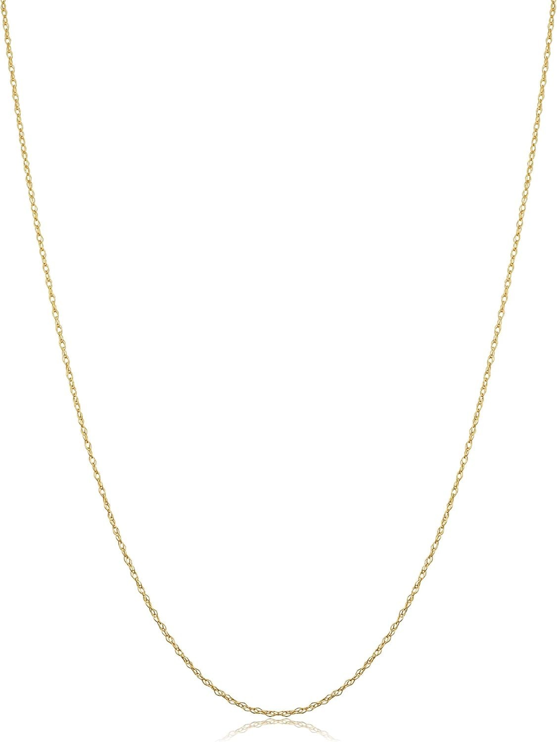 10k Gold Rope Chain Necklace 14 Inch Lightweight Thin Jewelry for Women