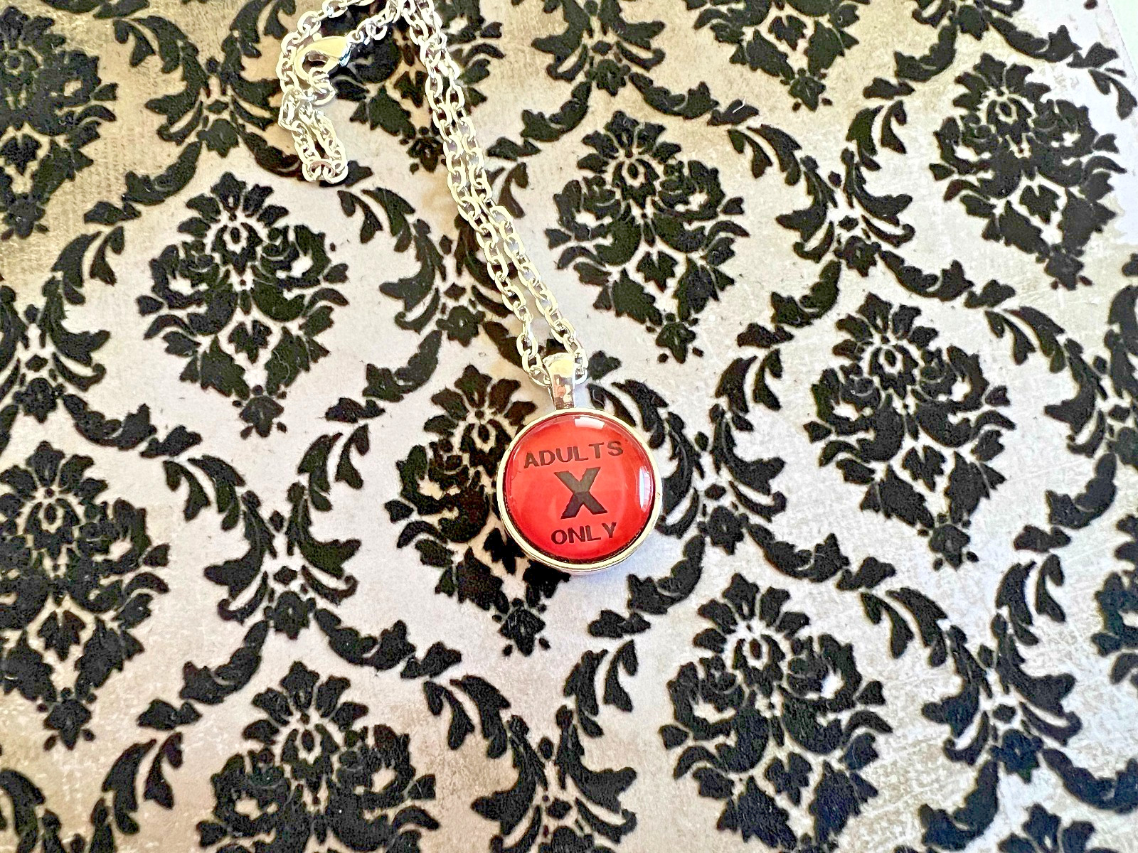 Adults 70s Necklace Retro Rated X Movie VHS Label Sticker Novelty NEW 24″ Chain
