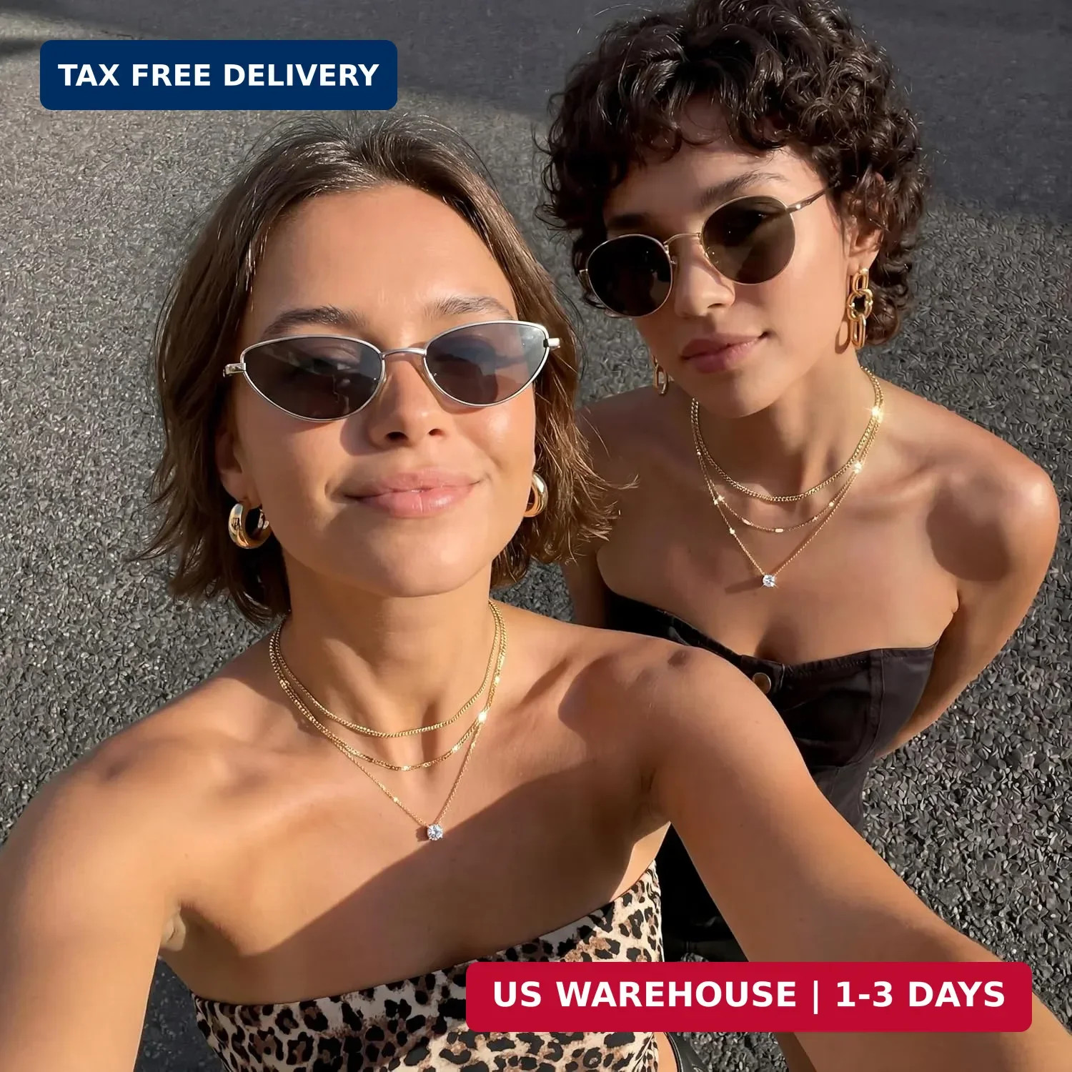 WomenGifts Layered Gold Necklaces for Women, 14K Gold Sterling Silver Plated Dai