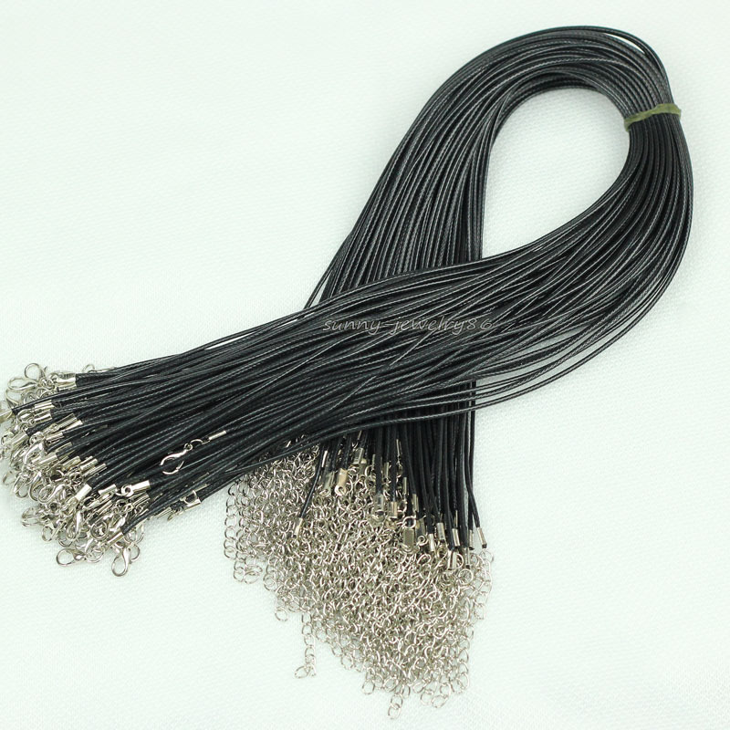 10/20/50Pcs Black Waxed Cotton Necklace Cords 1.5Mm/2Mm 18″ for Pendant Necklace