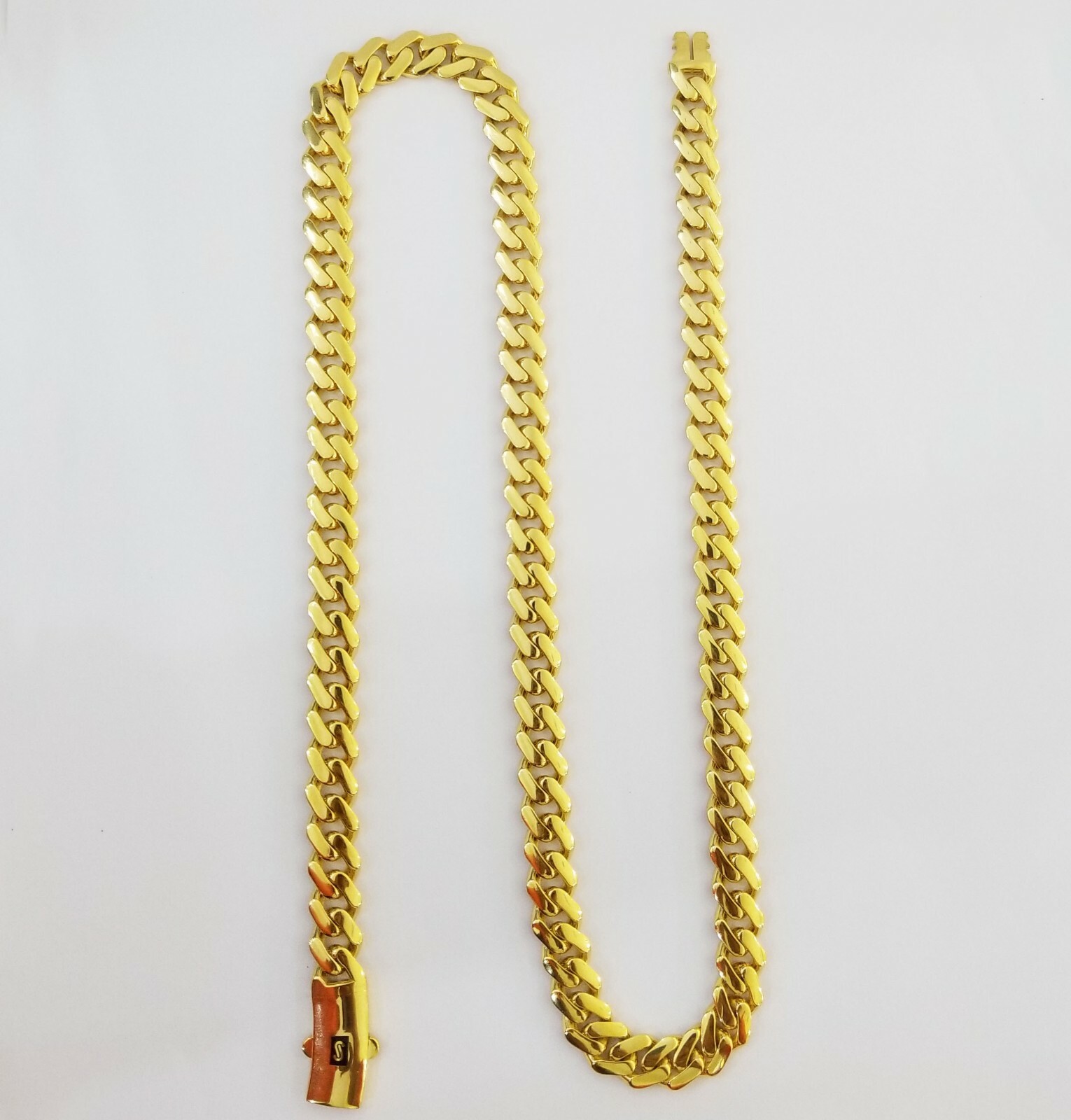 Real 10k Miami Cuban Link Monaco Chain 9mm 24″ inch Box Clasp 10kt Gold necklace