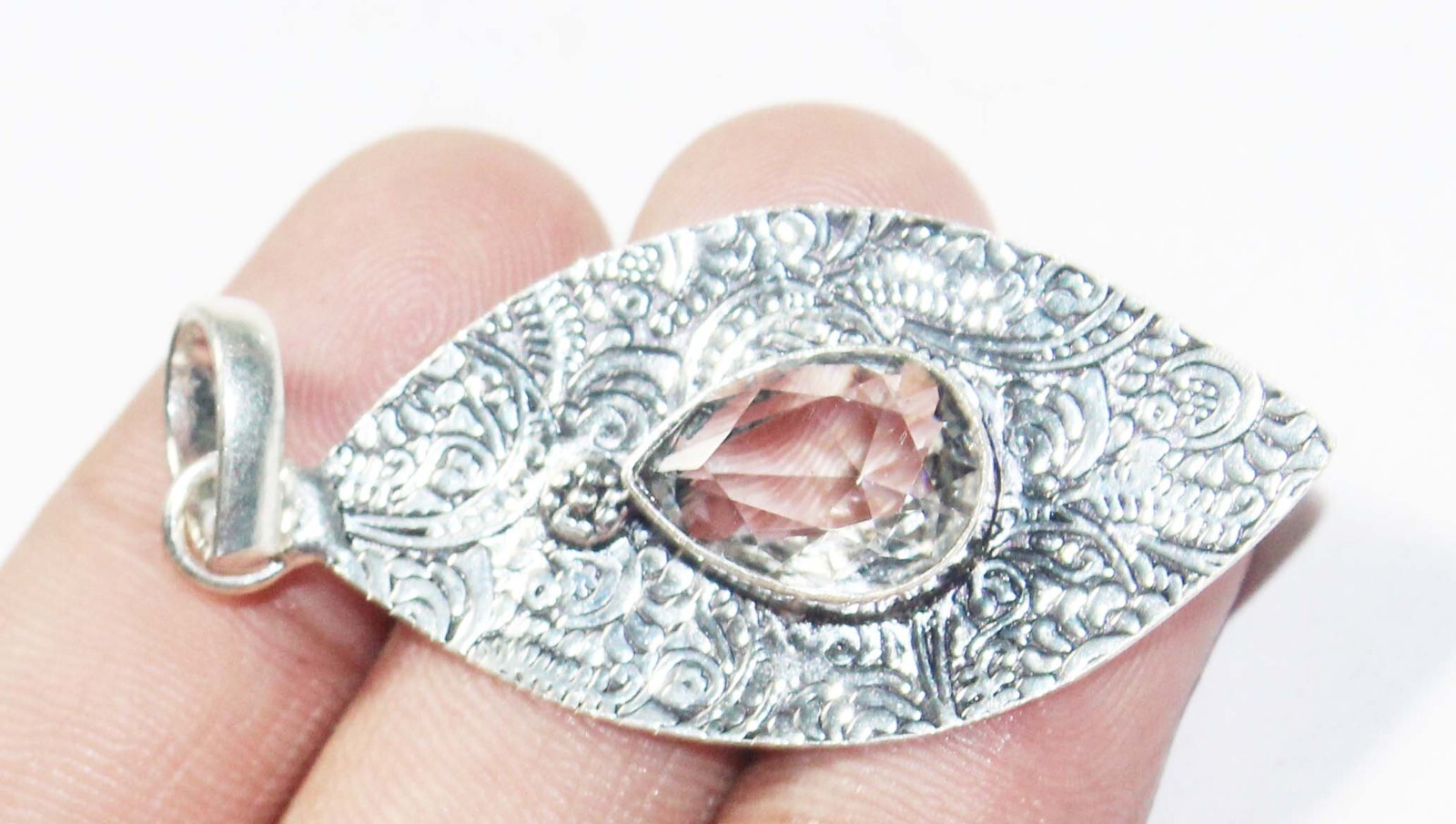 Hydro Crystal Pear Shape Gemstone Handmade Pendent Jewelry Pendant Size 1.5 Inch