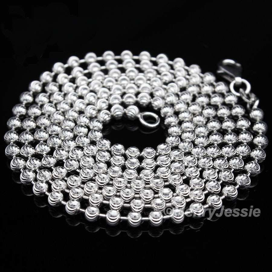18″-30″MEN 925 STERLING SILVER 2MM MOON CUT BEADED CHAIN CZ LION PENDANT*SP185