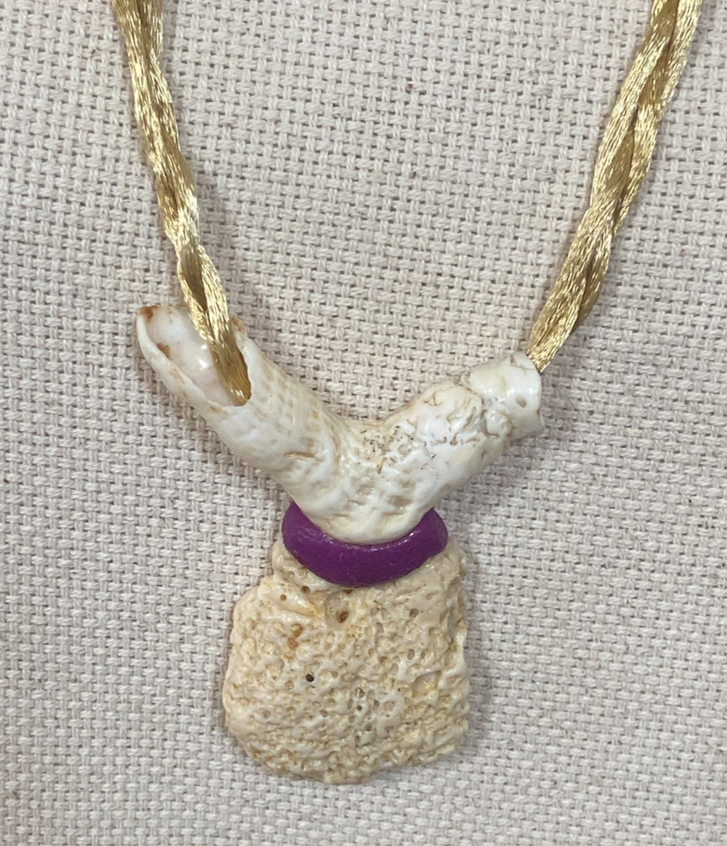 Handcrafted Coral Pendant Necklace – Adjustable Satin Cord with Dancing Figure