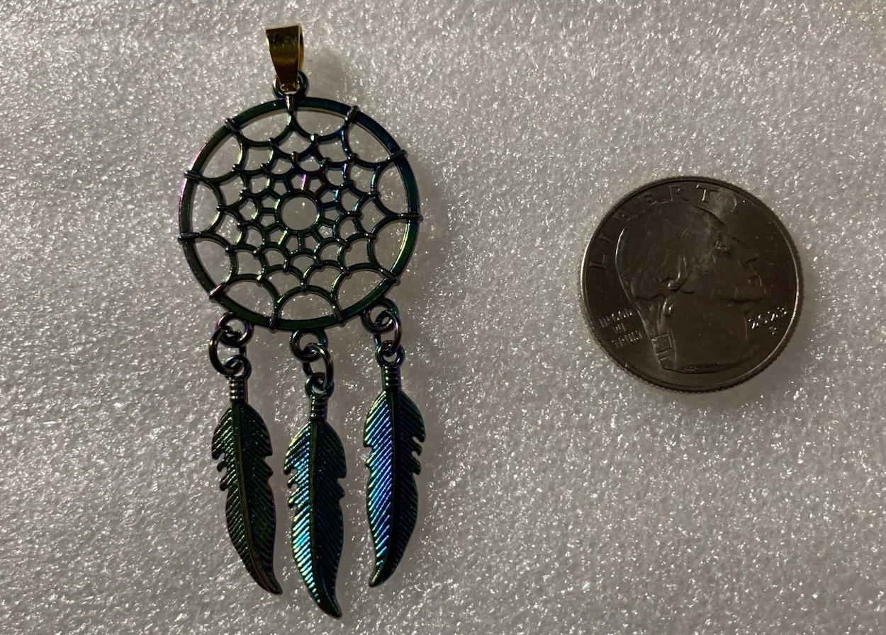 Tibetan Silver Multicolor Dream Catcher Pendant 2 Inch & Black Suede Necklace 18