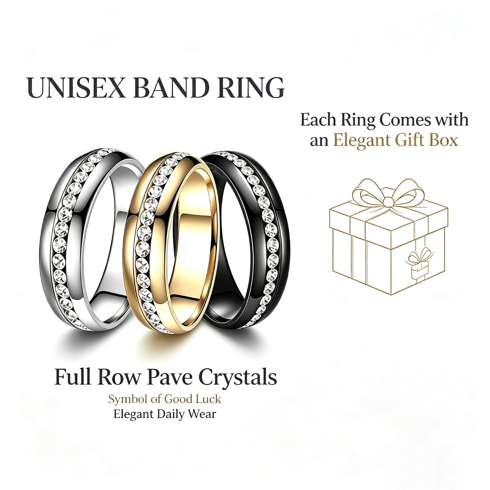 Couple Unisex CZ Wedding Band Steel Gold Plated Multi Tone Daily Fashion Jewelry