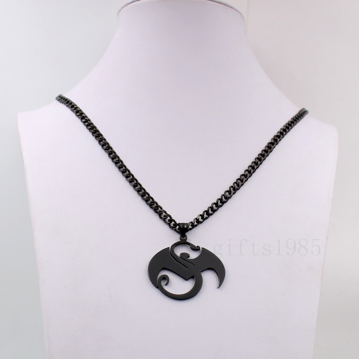 NEW Black Large strange music charm S.steel pendant TECH N9NE curb necklace 24″