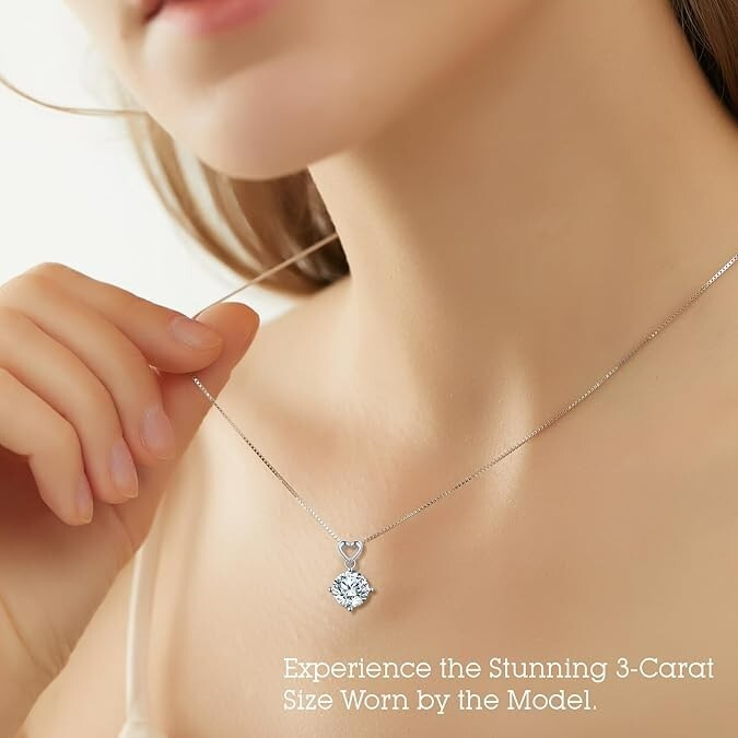 Heart Pendant Necklace Gifts for Wife, 3 Carat Moissanite Women’s Pendant Neck