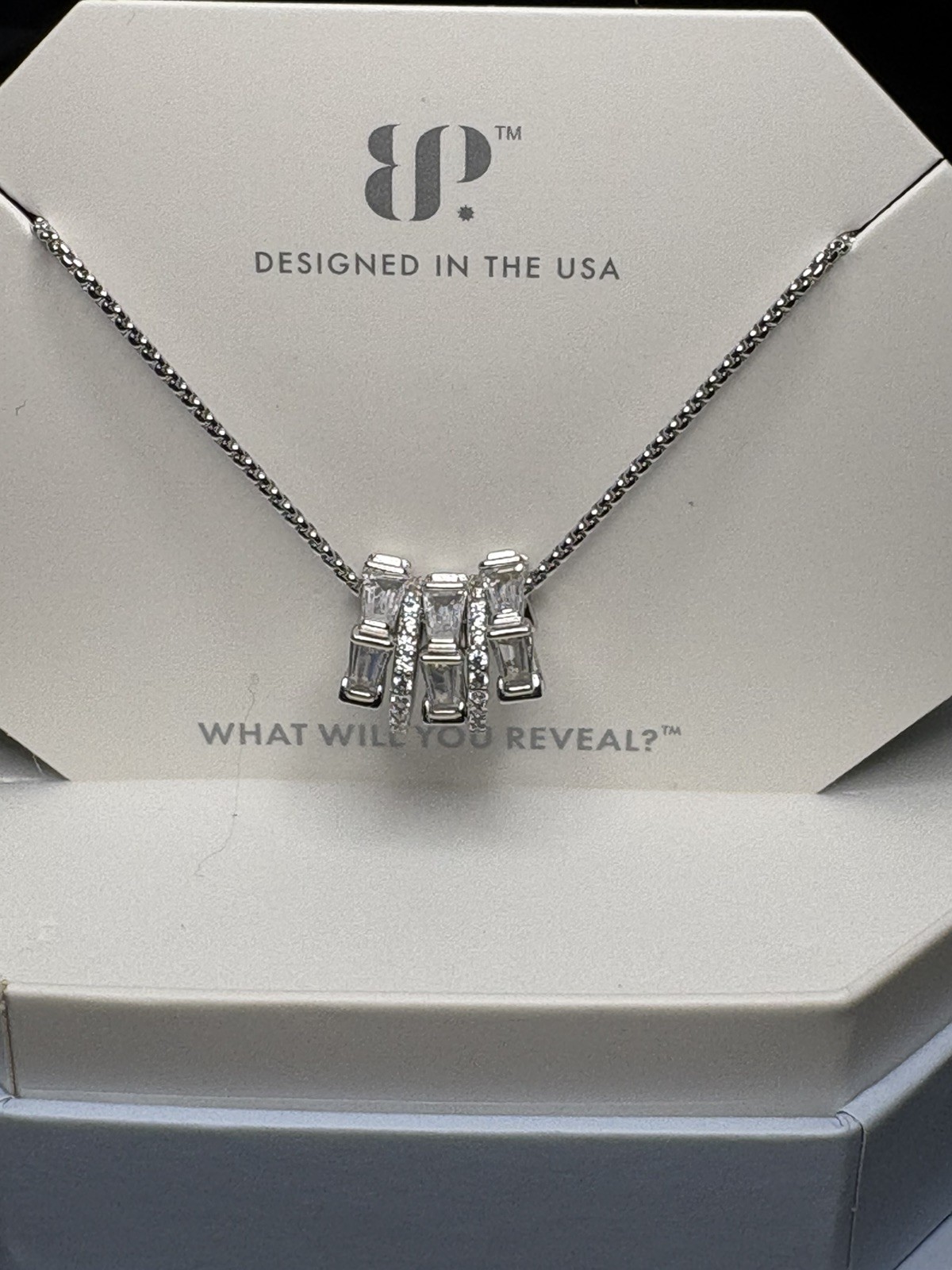 BP NK64287 Rhodium Plated 925 Sterling Silver Clear CZ Pendant Necklace