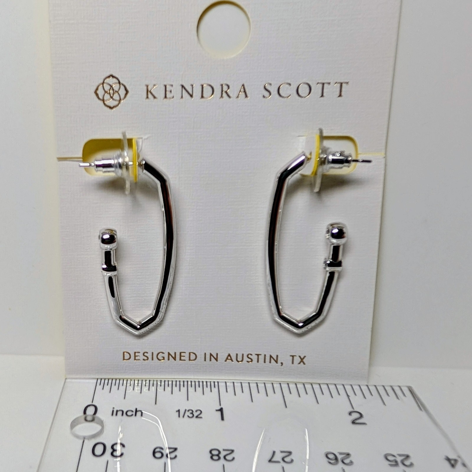 Kendra Scott Traci Silver Hoop Earrings with White CZ