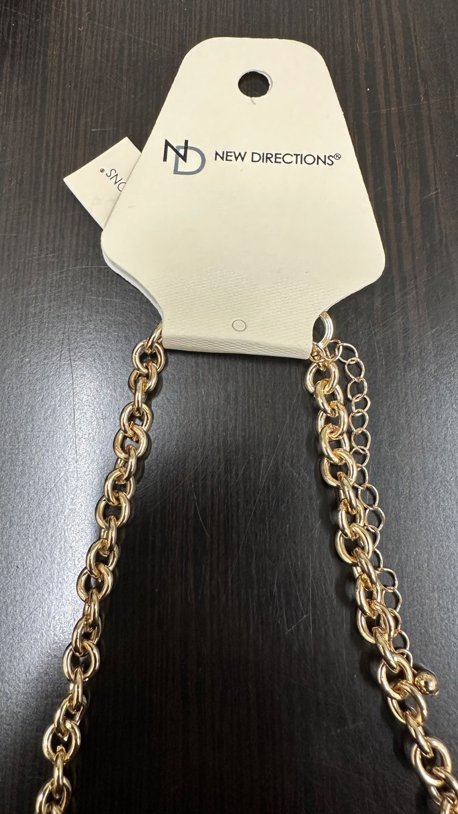 New Directions 20″ Necklace Polished & Hammered Discs Thick Rolo Chain NWT $40