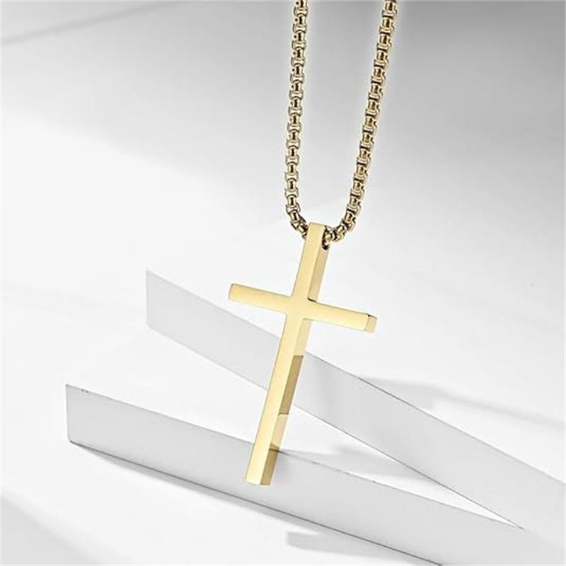 Cross Necklace for Men Women, 3Color Option, Cross Chain, Simple Stainless Steel