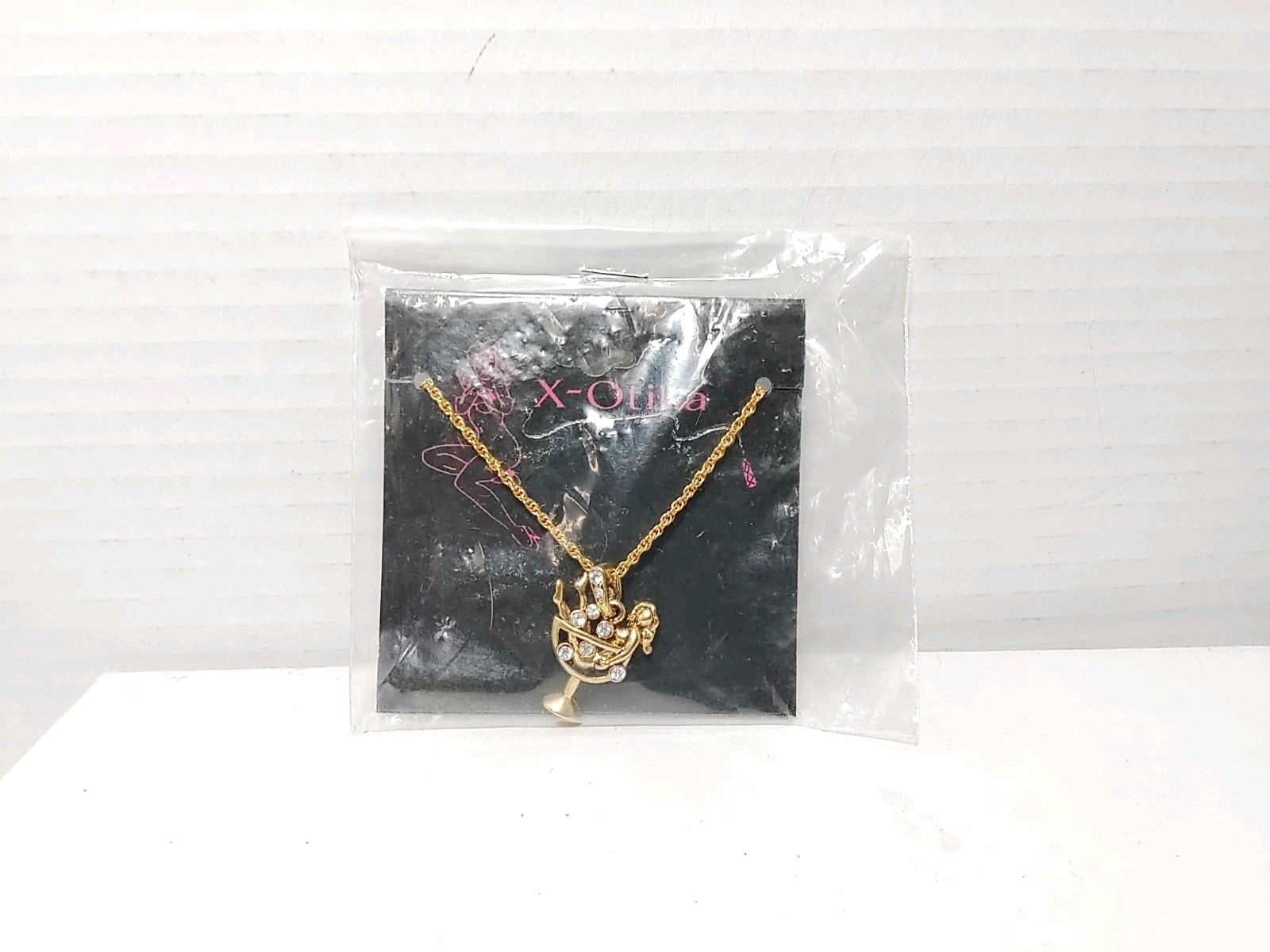 Feminine (Adult) necklace Lady in a Martini/Margarita Glass with Bubble gems