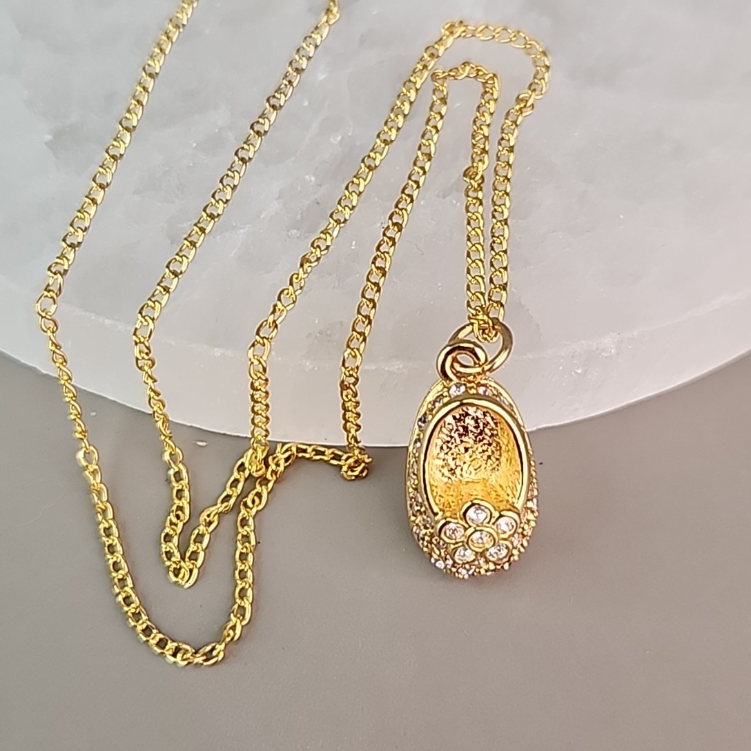 Firenza Baby Shoe Charm Necklace May Birthstone Clear Rhinestones Gold Tone 17mm