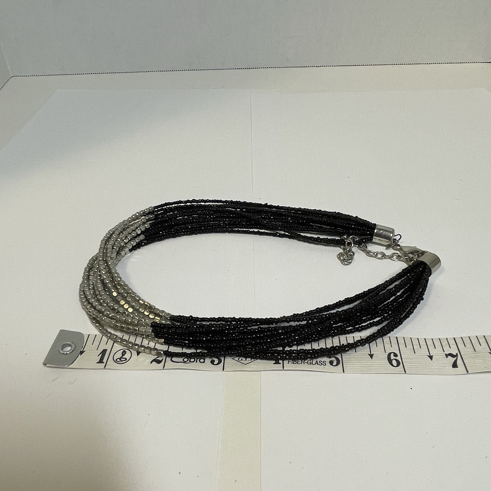 Multi Strand Gunmetal Gray Seed Bead Statement Necklace