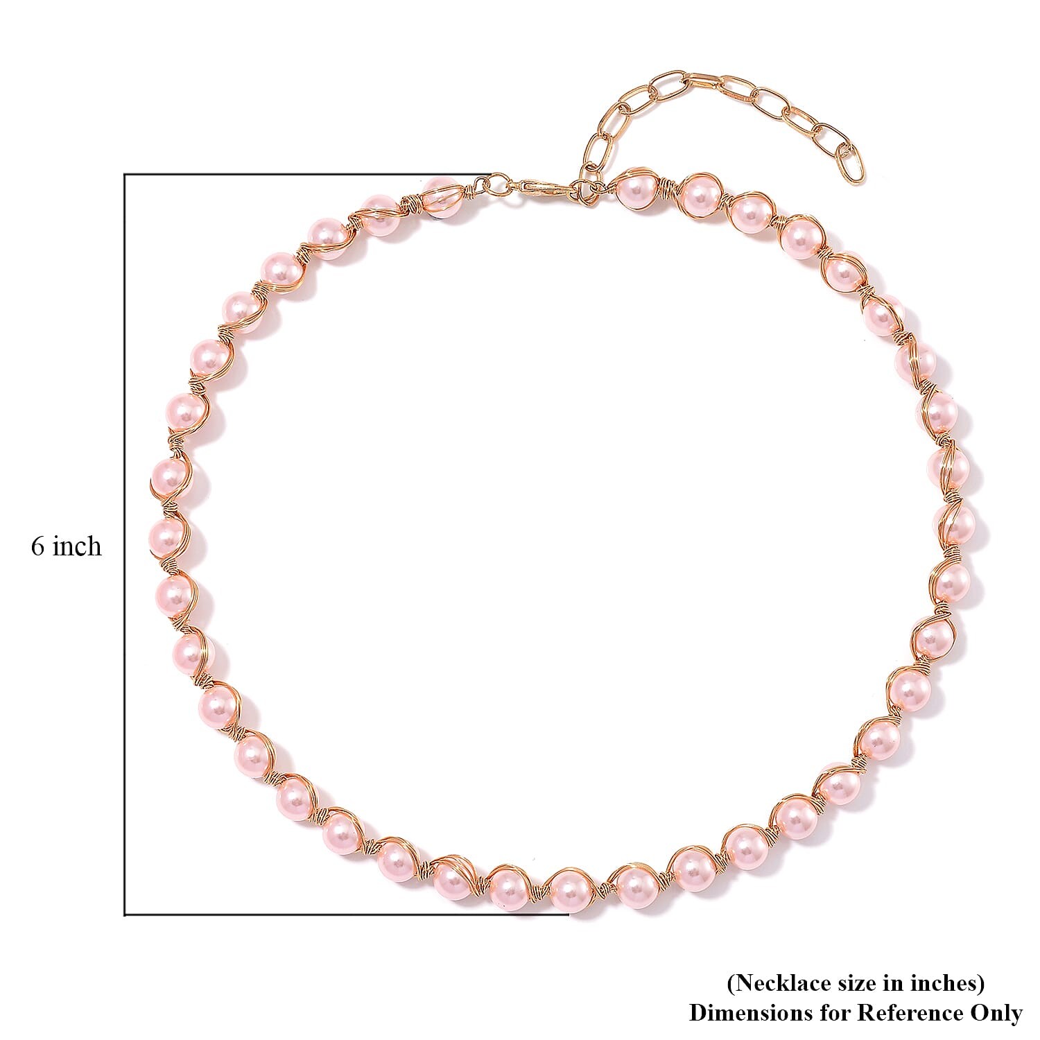 Peach Shell Pearl Chocker Necklace in Goldtone 16-20 Inches
