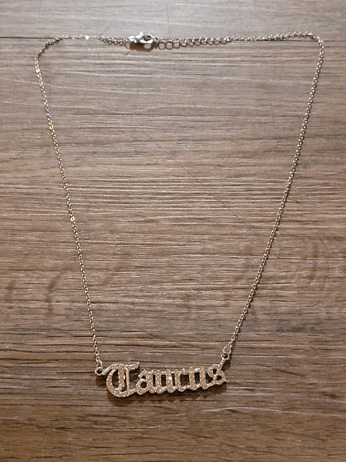 Astrology Sign Tourus Zodiac Signs Star Sign Necklace Silver Tone Rhinestone