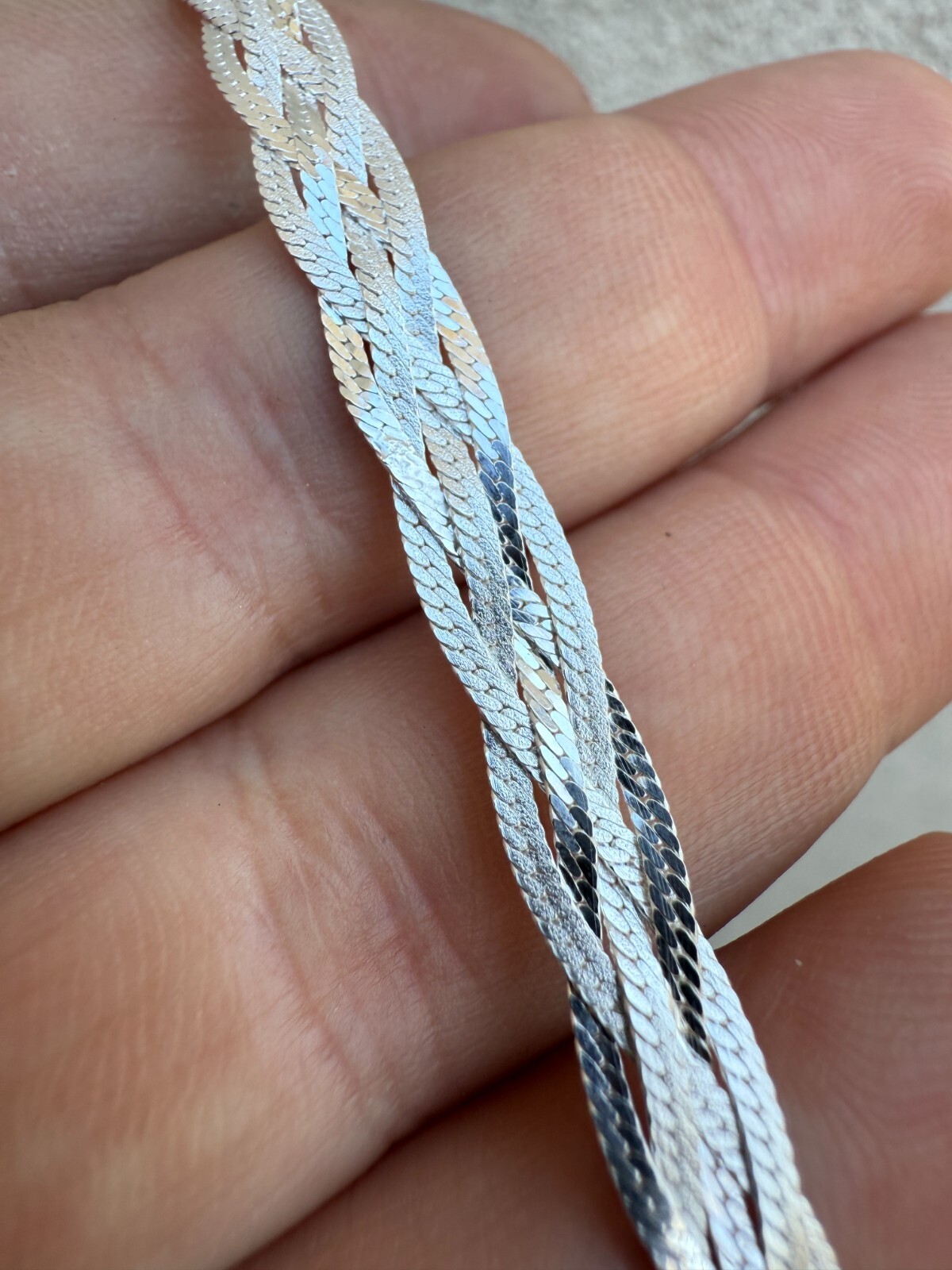 Ladies Solid 925 Sterling Silver Braided Herringbone Chain Necklace 6mm 14″-22″