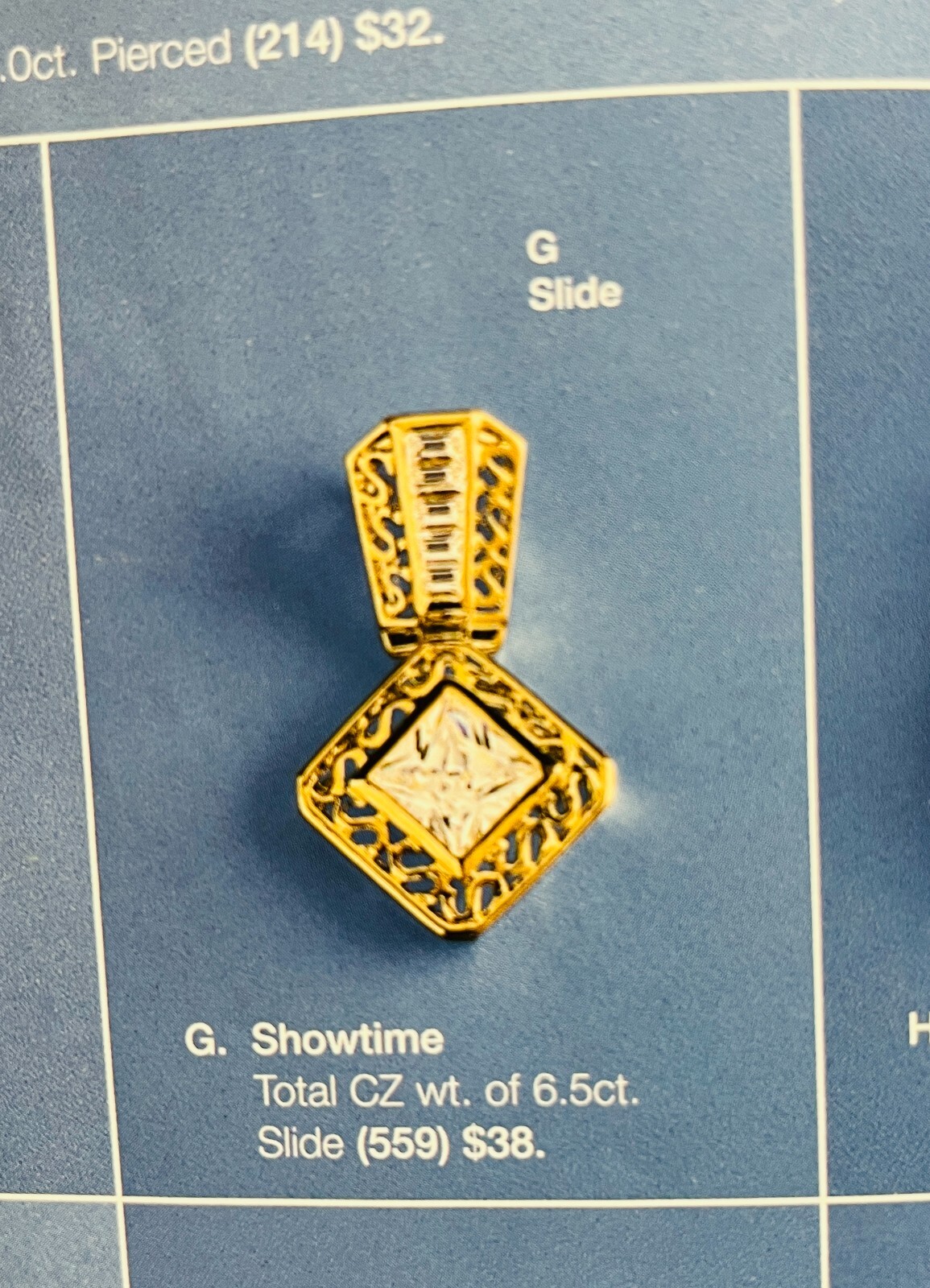 Lia Sophia SHOWTIME 6.5ct CZ in Gold Tone Slide