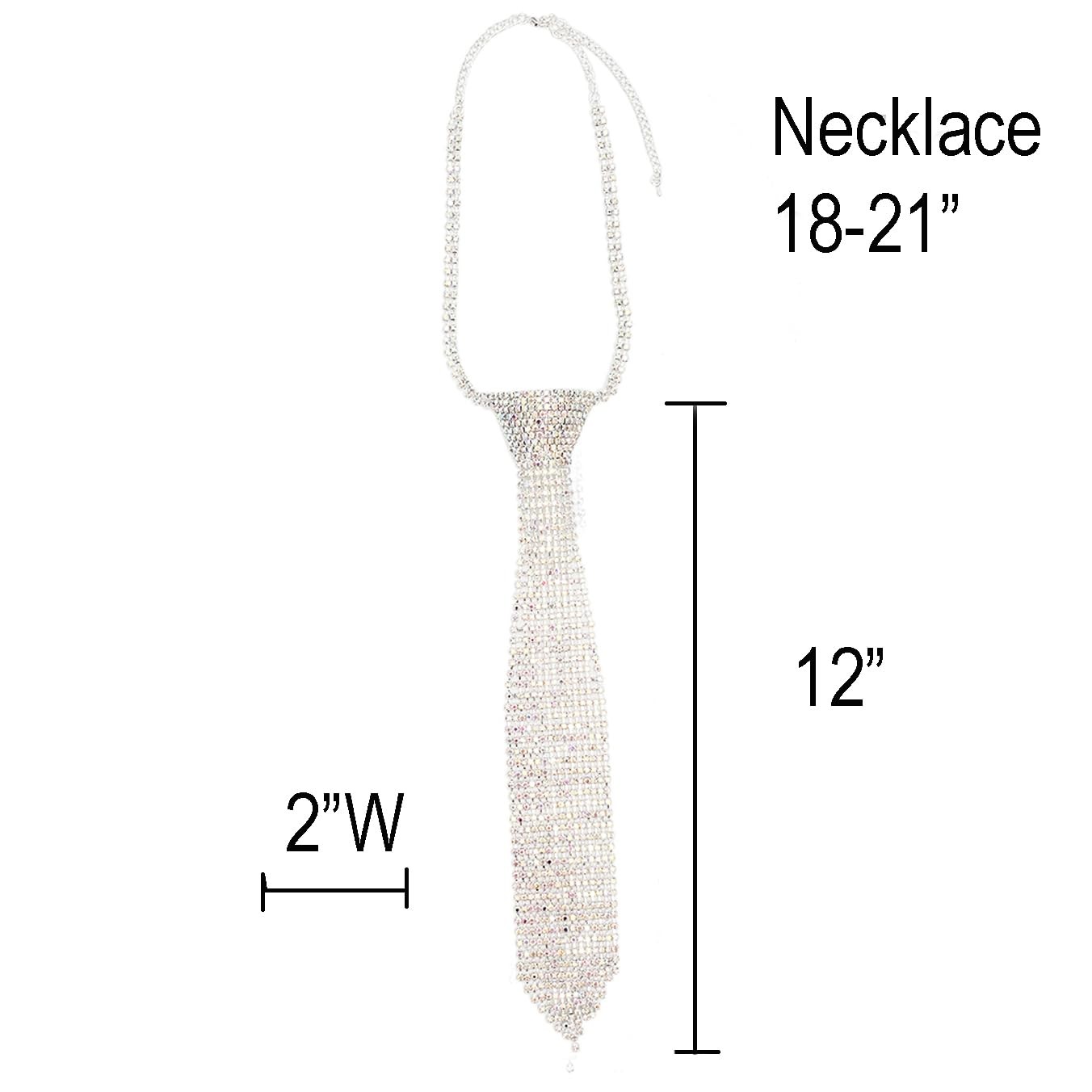 Women’s Stunning Crystal Rhinestone Necktie Necklace Jewelry – Adjustable 18″…